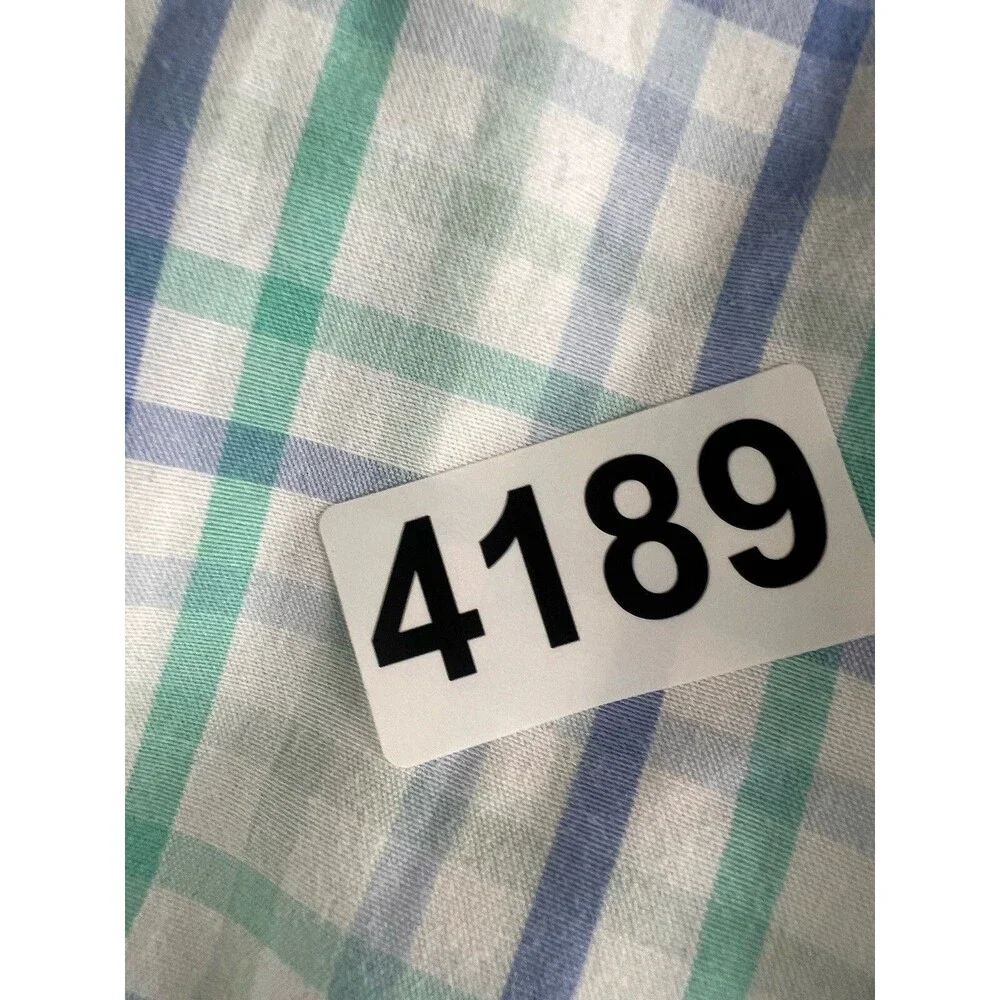 J. Crew Button Front Shirt Men’s XL White Blue Green Plaid Long Sleeve